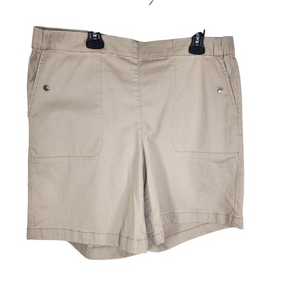 J. Jill Womens Shorts Size Medium Beige Pull On Snap Pockets Stretch Bermuda Mom - Picture 1 of 7